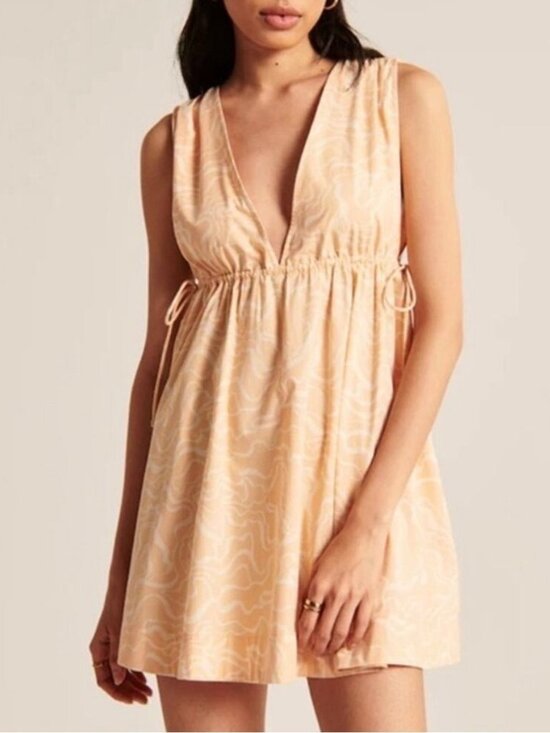 Abercrombie & Fitch Dresses & Skirts - Abercrombie Babydoll Dress XL Double V Neck Swirly Vacation Boho Cottagecore